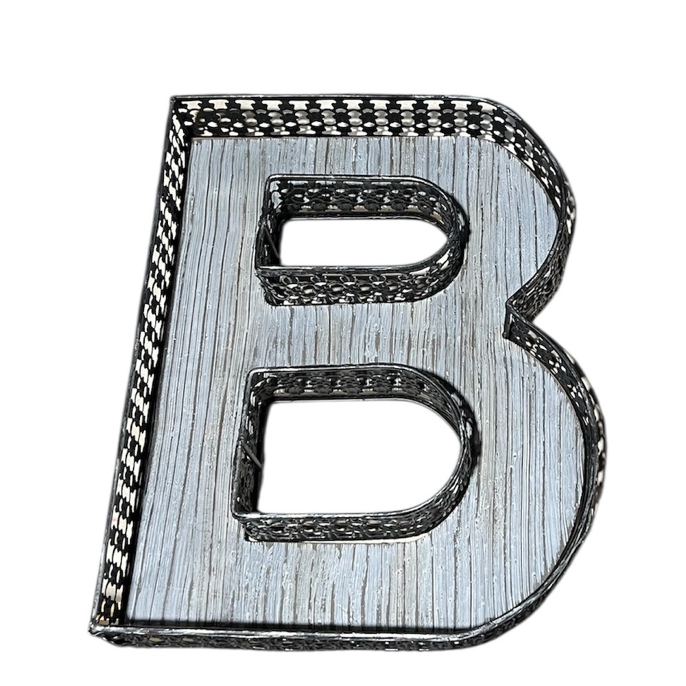 NEW - Black Metal “Letter B” - Gray Wash Accent